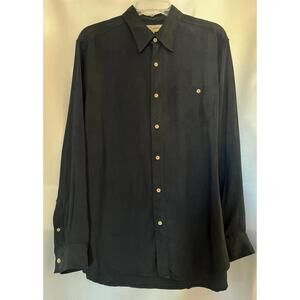 Tommy Bahama Men's Black Silk Long Sleeve Button-Up Shirt Medium